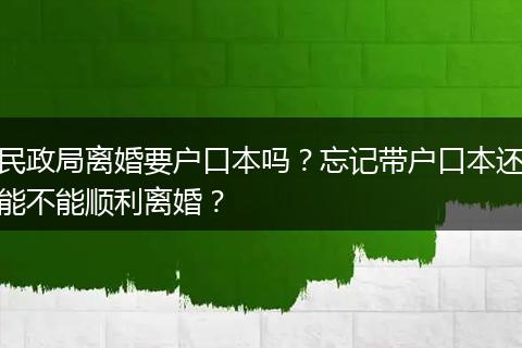 民政局离婚要户口本吗？忘记带户口本还能不能顺利离婚？