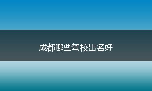 成都哪些驾校出名好