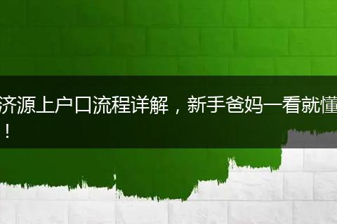 济源上户口流程详解，新手爸妈一看就懂！