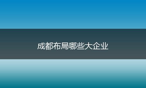 成都布局哪些大企业