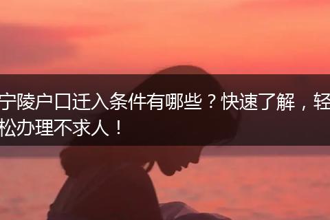 宁陵户口迁入条件有哪些？快速了解，轻松办理不求人！