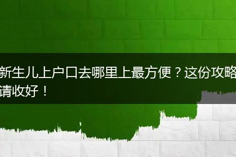 新生儿上户口去哪里上最方便？这份攻略请收好！