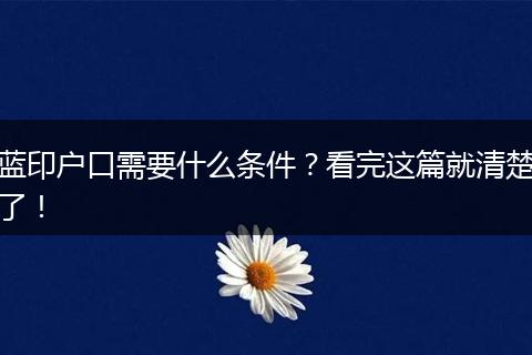 蓝印户口需要什么条件？看完这篇就清楚了！