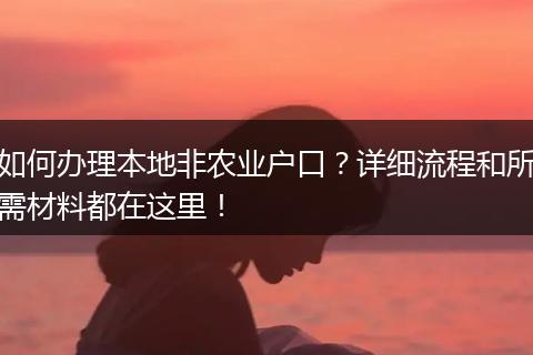 如何办理本地非农业户口？详细流程和所需材料都在这里！