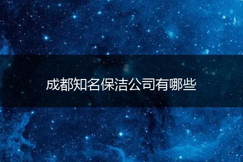 成都知名保洁公司有哪些