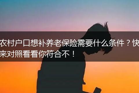 农村户口想补养老保险需要什么条件？快来对照看看你符合不！