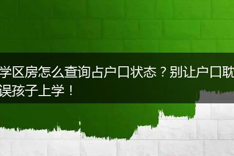 学区房怎么查询占户口状态？别让户口耽误孩子上学！