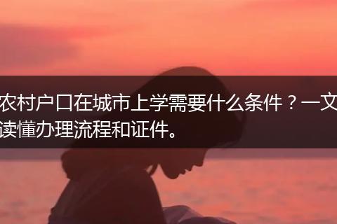 农村户口在城市上学需要什么条件？一文读懂办理流程和证件。
