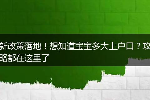 新政策落地！想知道宝宝多大上户口？攻略都在这里了
