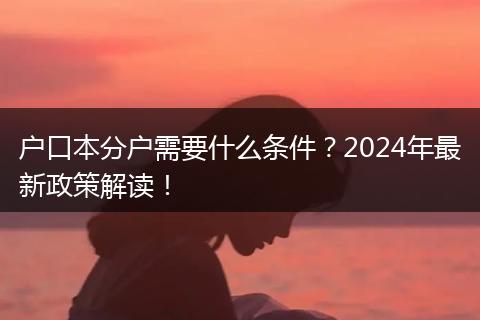 户口本分户需要什么条件？2024年最新政策解读！