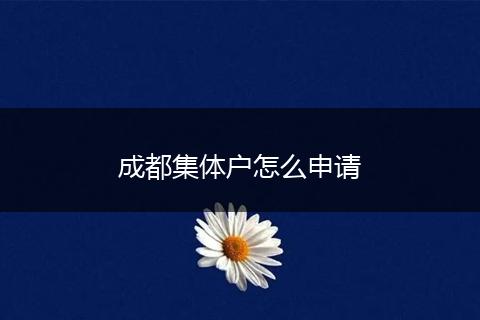 成都集体户怎么申请