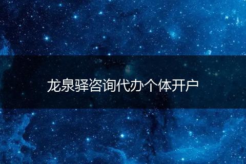 龙泉驿咨询代办个体开户