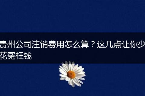 贵州公司注销费用怎么算？这几点让你少花冤枉钱