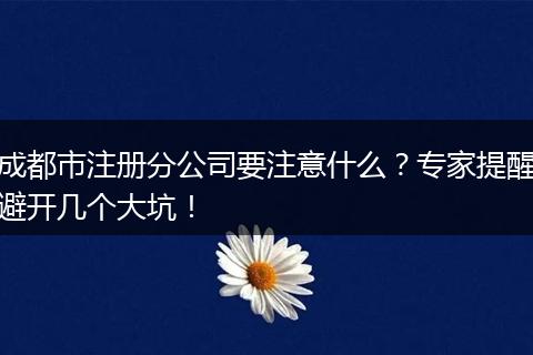 成都市注册分公司要注意什么？专家提醒避开几个大坑！