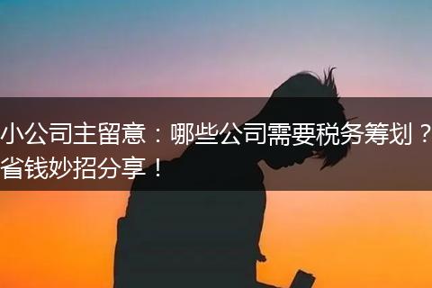 小公司主留意：哪些公司需要税务筹划？省钱妙招分享！