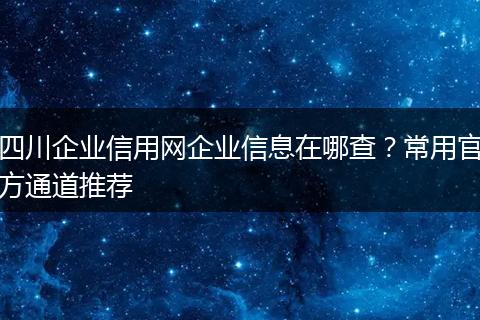四川企业信用网企业信息在哪查?常用官方通道推荐