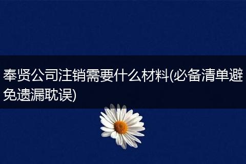 奉贤公司注销需要什么材料(必备清单避免遗漏耽误)