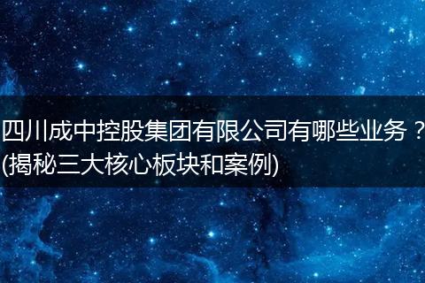 四川成中控股集团有限公司有哪些业务？(揭秘三大核心板块和案例)