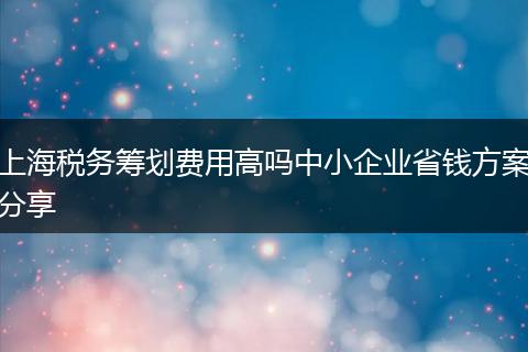 上海税务筹划费用高吗中小企业省钱方案分享