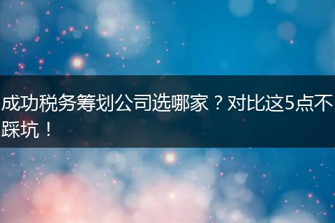 成功税务筹划公司选哪家?对比这5点不踩坑!