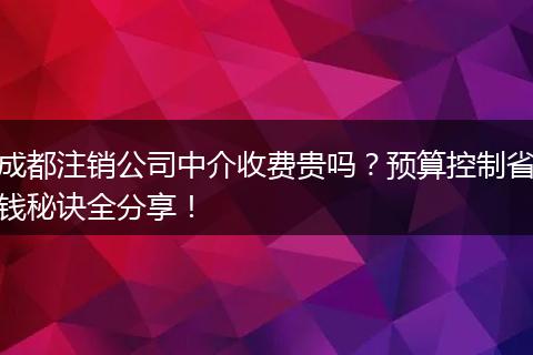 成都注销公司中介收费贵吗？预算控制省钱秘诀全分享！