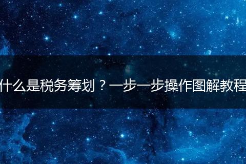 什么是税务筹划?一步一步操作图解教程