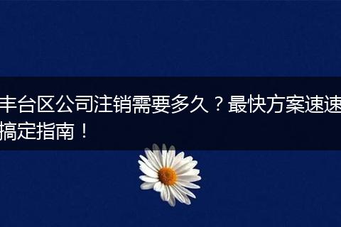 丰台区公司注销需要多久？最快方案速速搞定指南！
