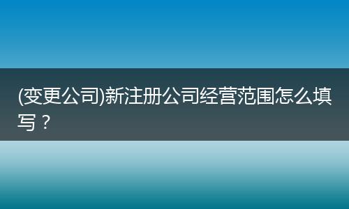 (变更公司)新注册公司经营范围怎么填写？