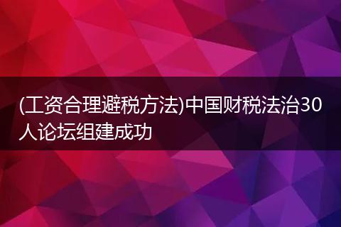 (工资合理避税方法)中国财税法治30人论坛组建成功