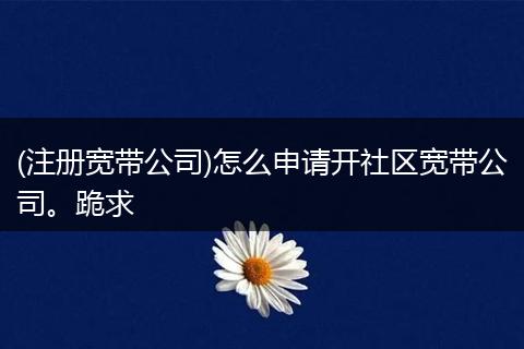 (注册宽带公司)怎么申请开社区宽带公司。跪求