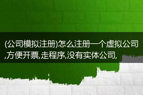 (公司模拟注册)怎么注册一个虚拟公司,方便开票,走程序,没有实体公司,