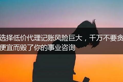 选择低价代理记账风险巨大，千万不要贪便宜而毁了你的事业咨询