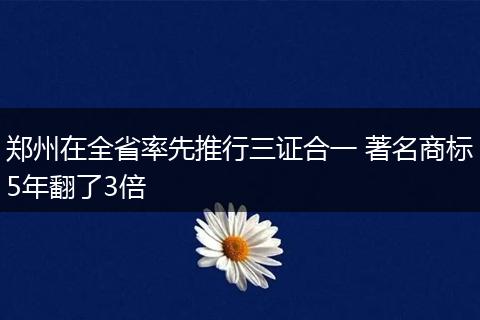 郑州在全省率先推行三证合一 著名商标5年翻了3倍