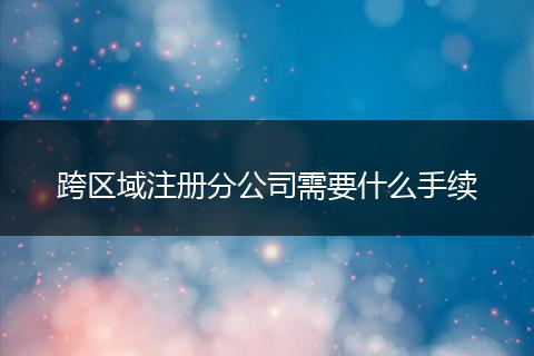 跨区域注册分公司需要什么手续