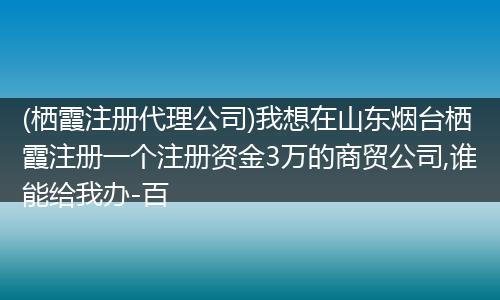 (栖霞注册代理公司)我想在山东烟台栖霞注册一个注册资金3万的商贸公司,谁能给我办-百