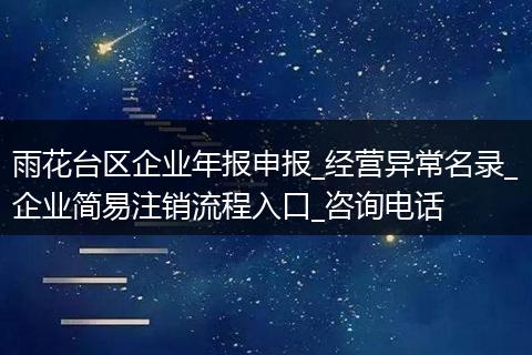 雨花台区企业年报申报_经营异常名录_企业简易注销流程入口_咨询电话