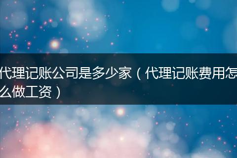 代理记账公司是多少家（代理记账费用怎么做工资）