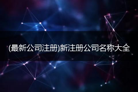 (最新公司注册)新注册公司名称大全