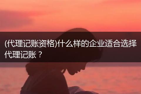 (代理记账资格)什么样的企业适合选择代理记账？