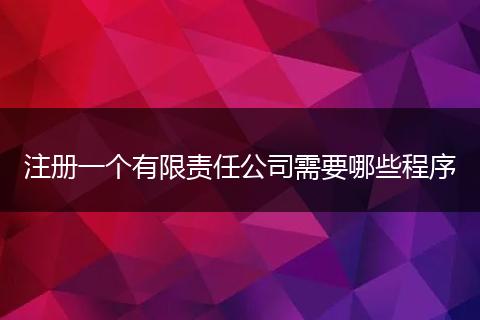 注册一个有限责任公司需要哪些程序