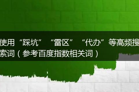 使用“踩坑”“雷区”“代办”等高频搜索词（参考百度指数相关词）