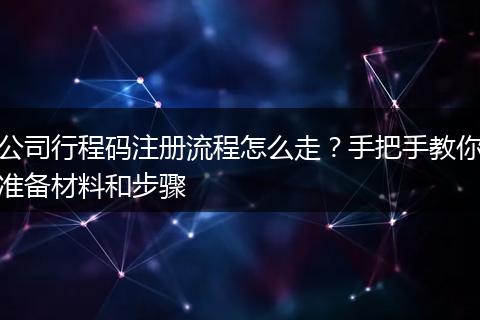 公司行程码注册流程怎么走？手把手教你准备材料和步骤