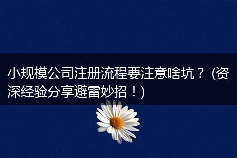 小规模公司注册流程要注意啥坑? (资深经验分享避雷妙招!)