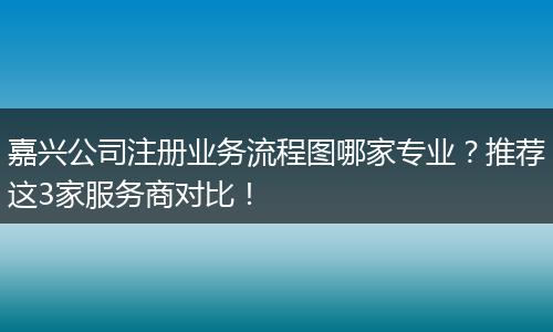 嘉兴公司注册业务流程图哪家专业？推荐这3家服务商对比！