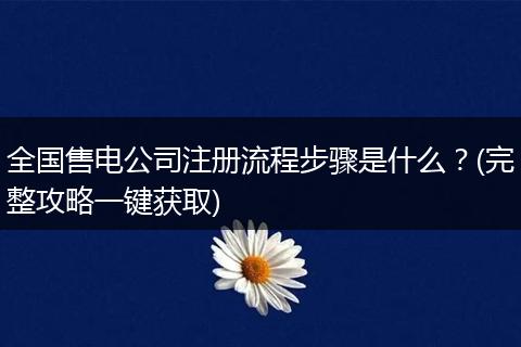 全国售电公司注册流程步骤是什么?(完整攻略一键获取)