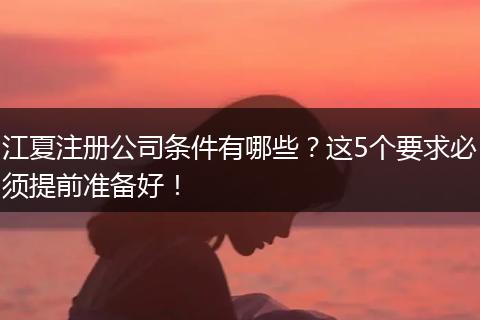 江夏注册公司条件有哪些？这5个要求必须提前准备好！
