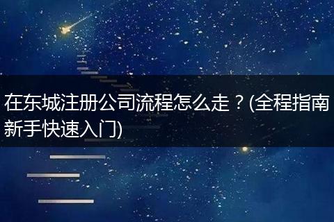 在东城注册公司流程怎么走？(全程指南新手快速入门)