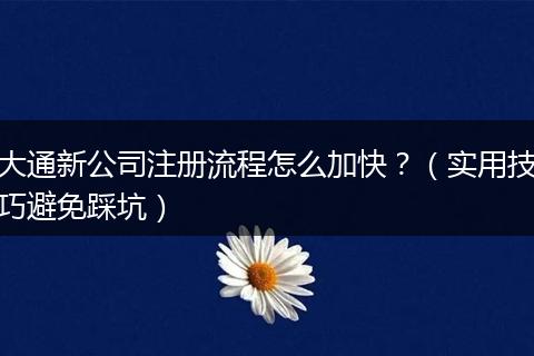 大通新公司注册流程怎么加快？（实用技巧避免踩坑）