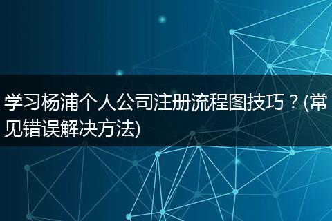 学习杨浦个人公司注册流程图技巧？(常见错误解决方法)