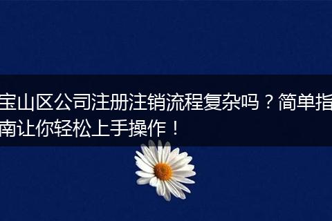 宝山区公司注册注销流程复杂吗？简单指南让你轻松上手操作！